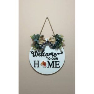 Seasonal Interchangeable Welcome Sign for Front Door Decor, Welcome to Our Home